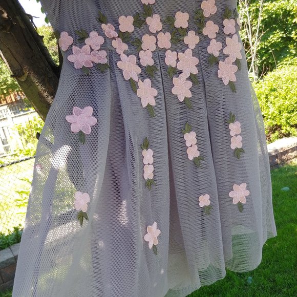 Off shoulder Floral Mesh Bardot Skater Dress - Picture 10 of 16